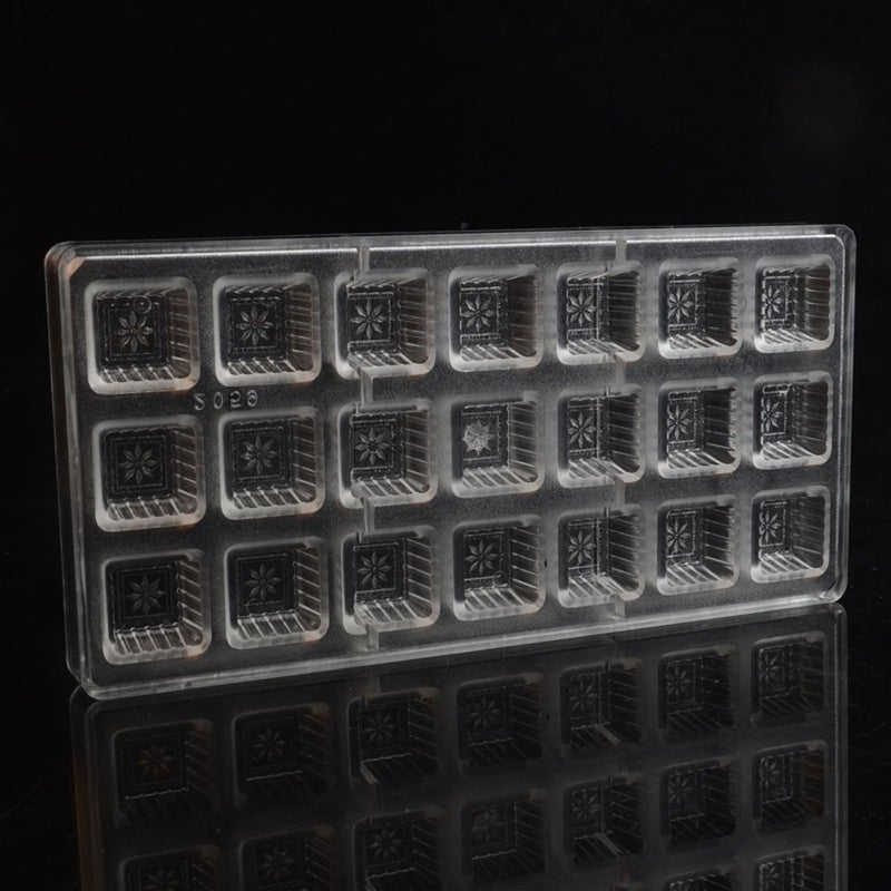 GRAINRAIN Polycarbonate Chocolate Mold DIY Candy Mould Clear Hard Plastic Bakeware Pastry Tools Square Plum (S2-19271) - Image 5